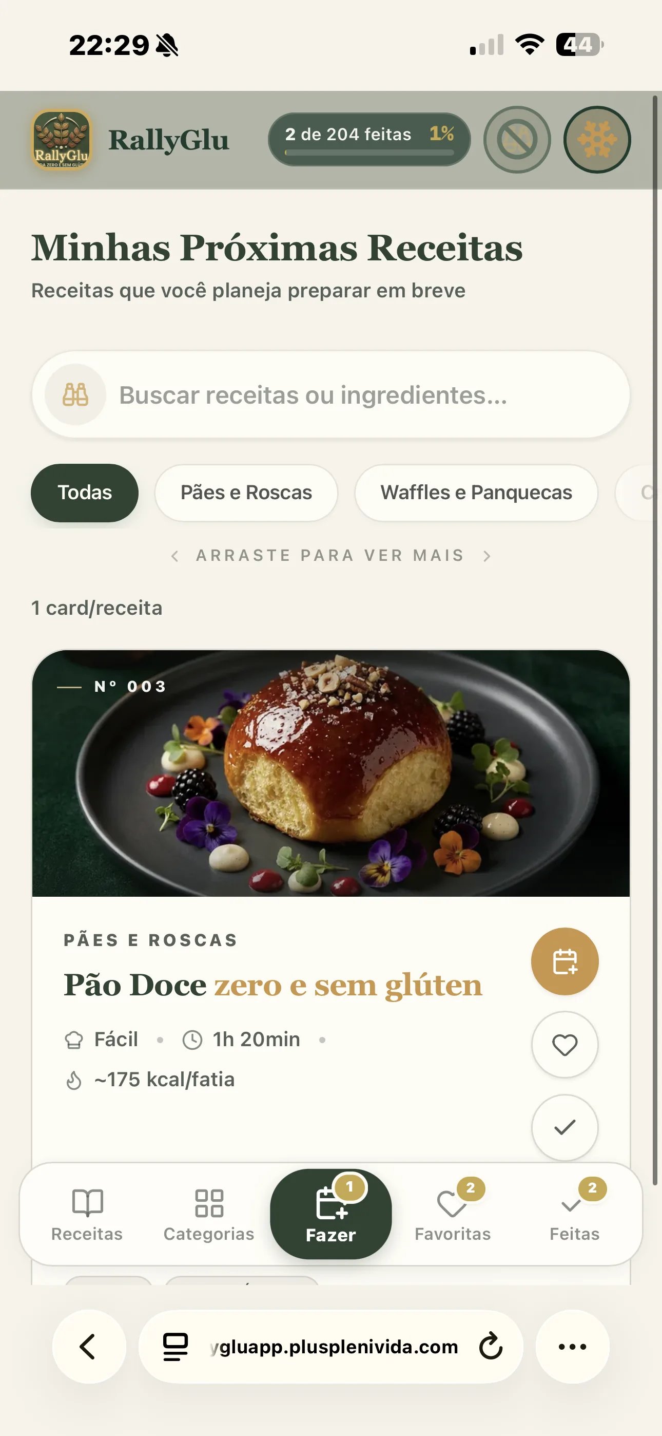 Tela do app RallyGlu — 3 — Aba "Fazer"
